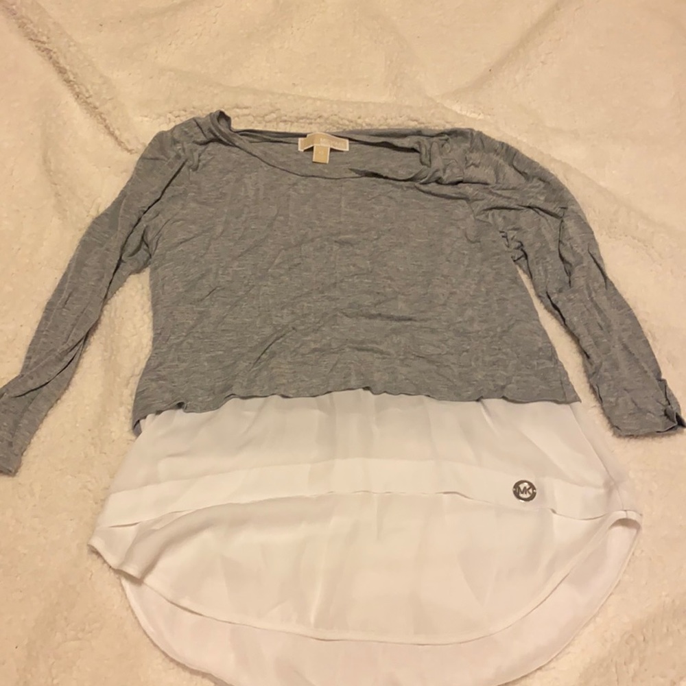 Michael Kors gray and white blouse